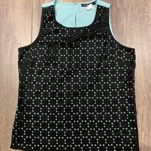 Jennifer & Grace black and turquoise top sz medium